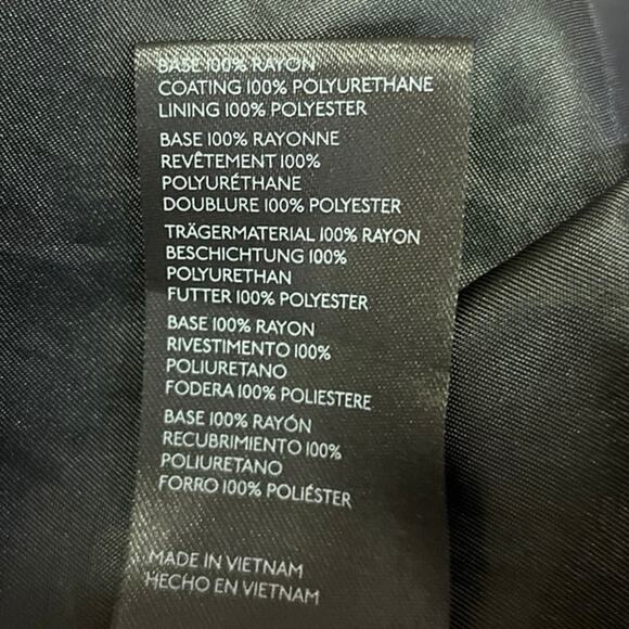 Urban Outfitters Black Faux Vegan Leather  Button Up Long Coat Rain Jacket Sz S - Picture 5 of 5